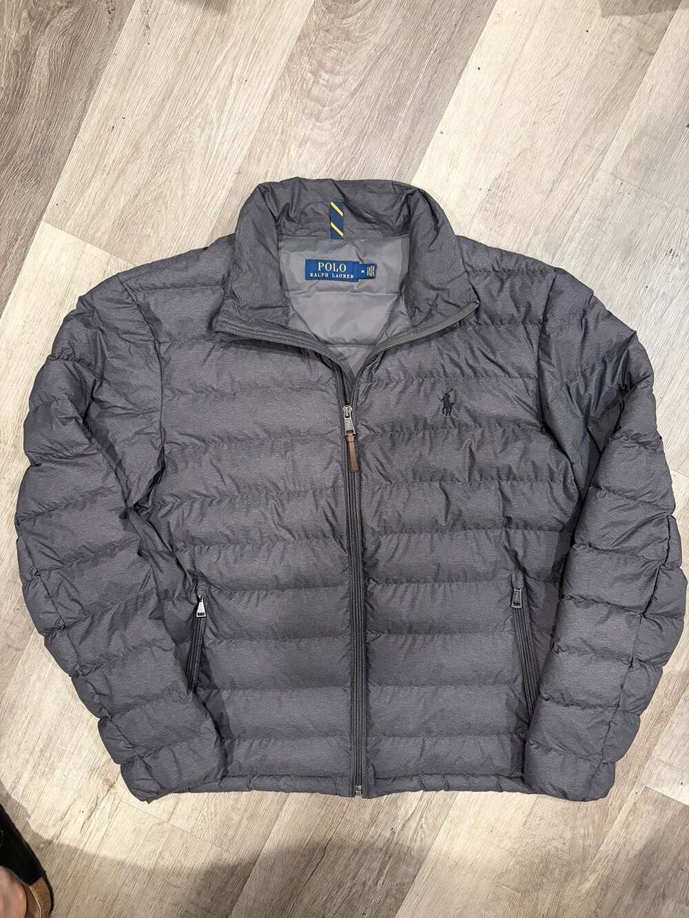 Polo Ralph Lauren Packable Down Puffer Jacket Heather Charcoal Grey Mens M